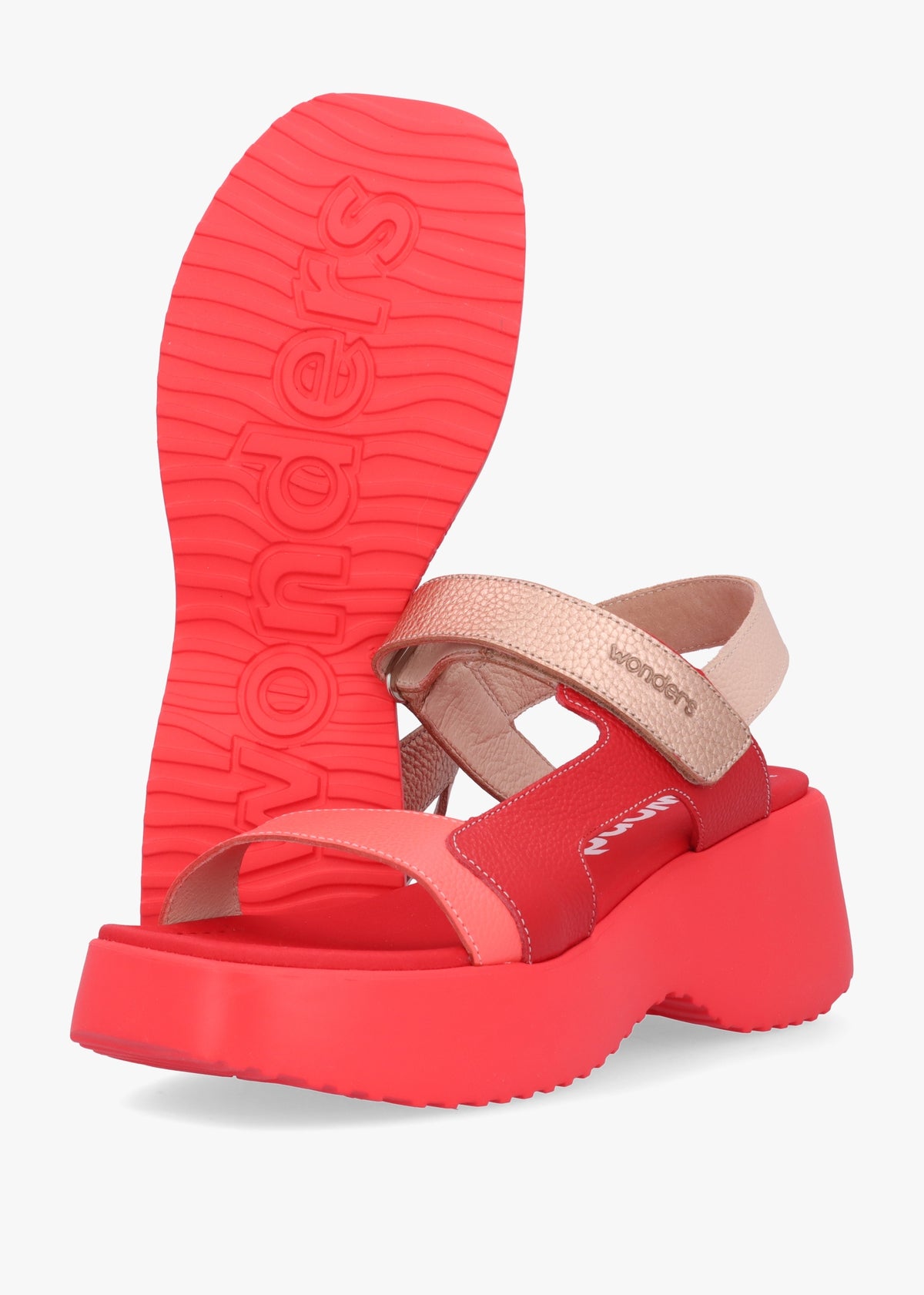 Telva Red Multi Leather Chunky Sandals