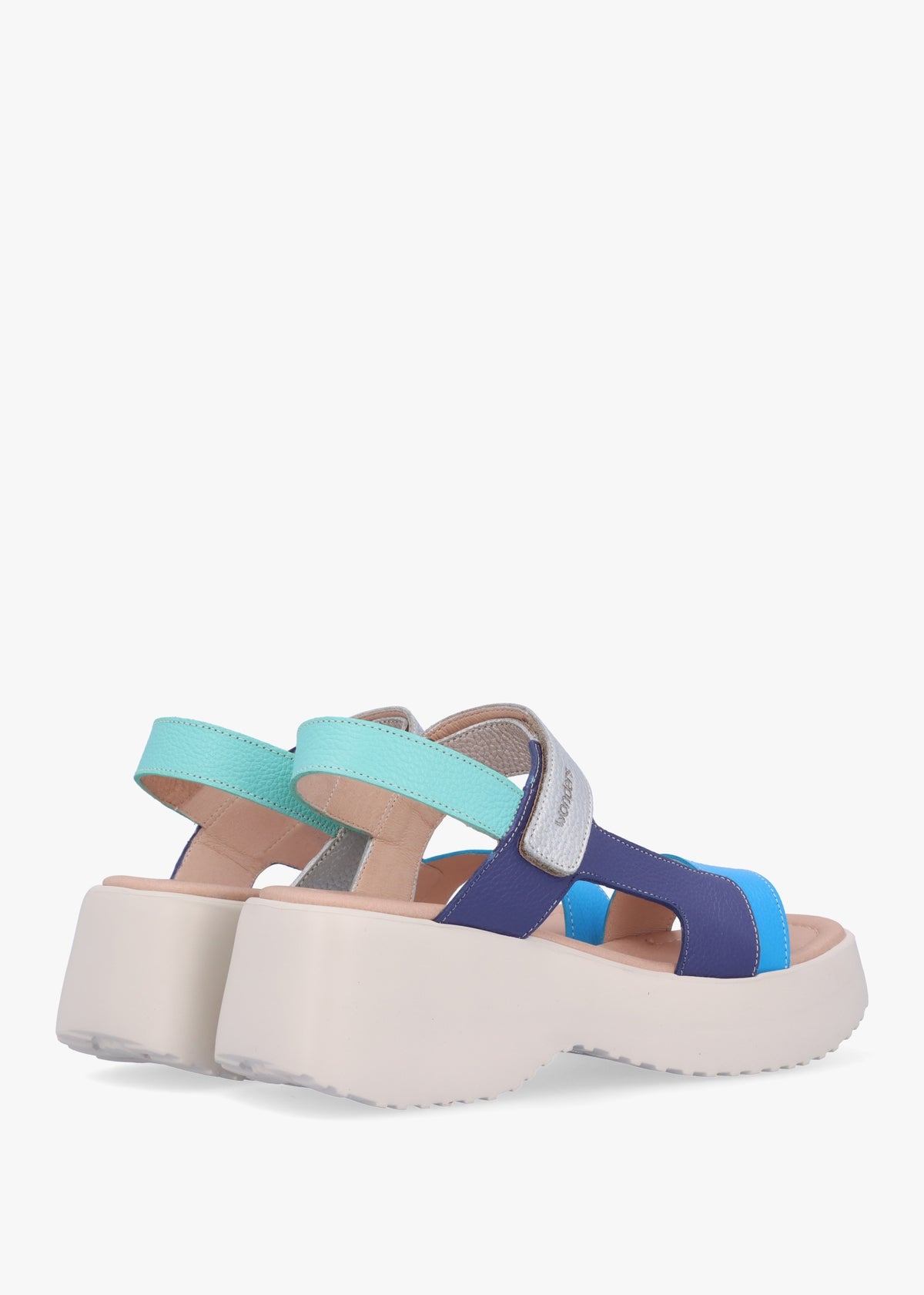 Telva Blue Multi Leather Chunky Sandals