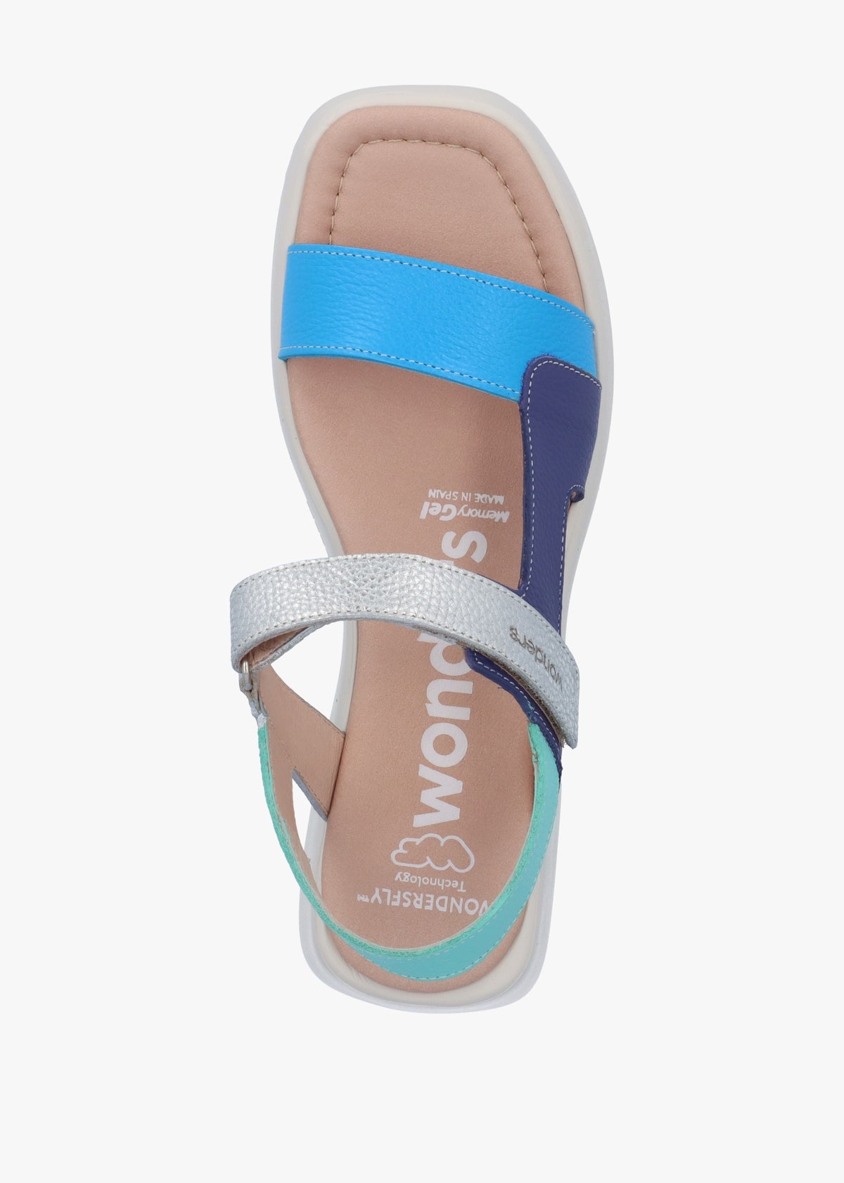 Telva Blue Multi Leather Chunky Sandals
