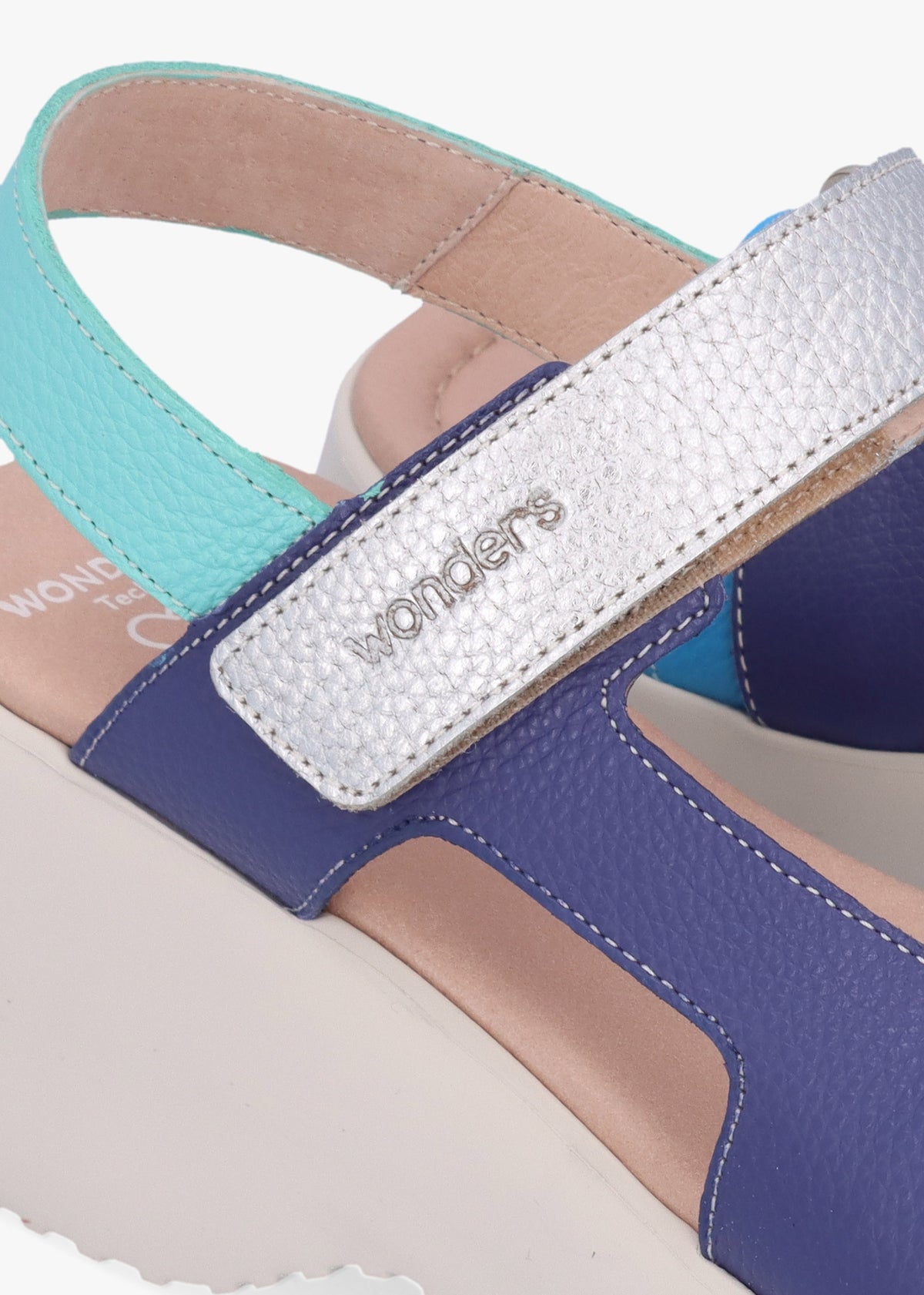 Telva Blue Multi Leather Chunky Sandals