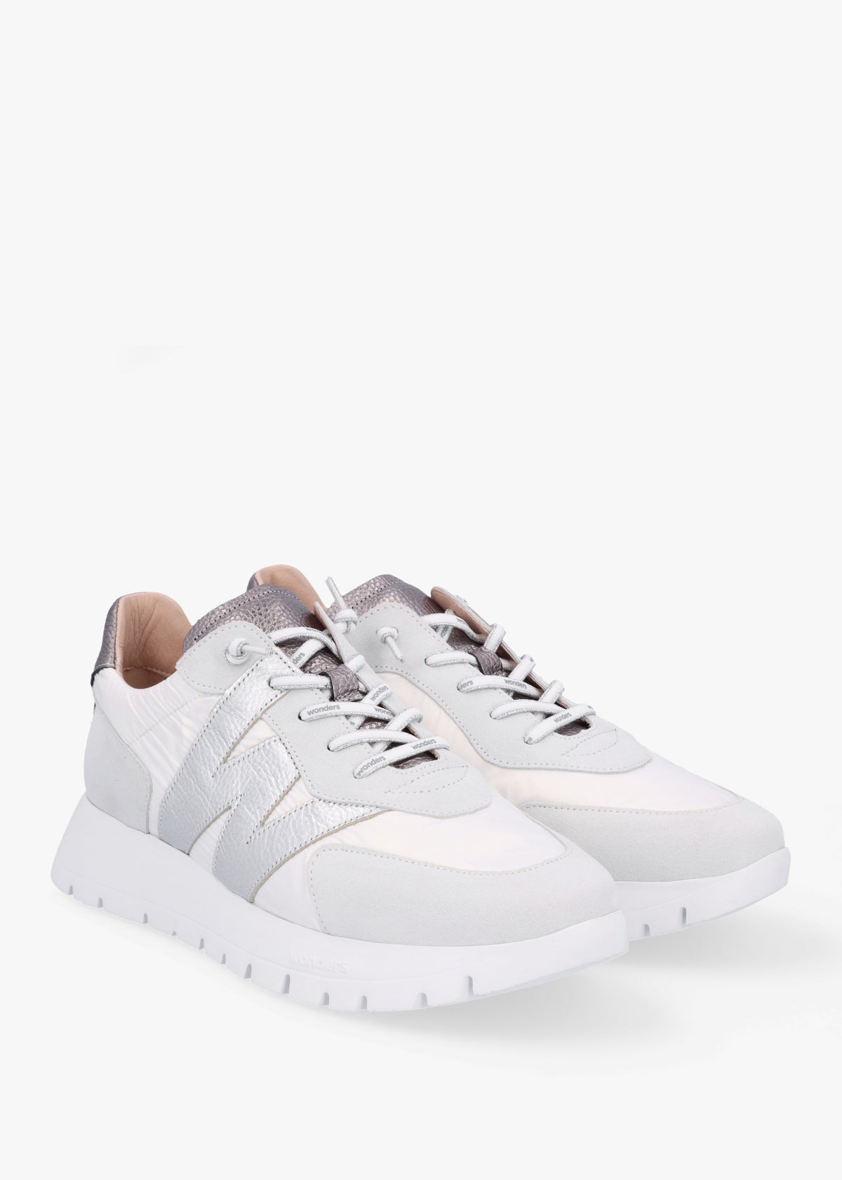 Oslo White Metallic Suede & Nylon Trainers