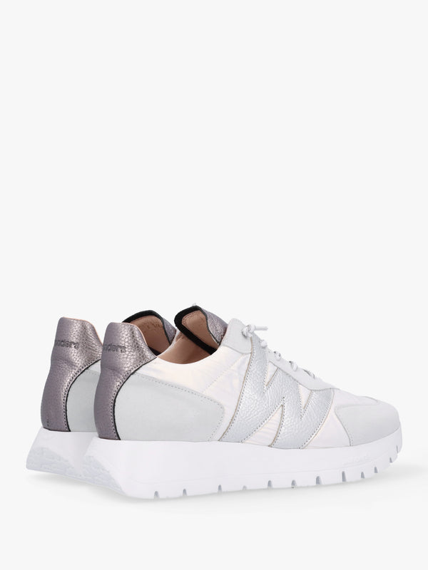 Oslo White Metallic Suede & Nylon Trainers