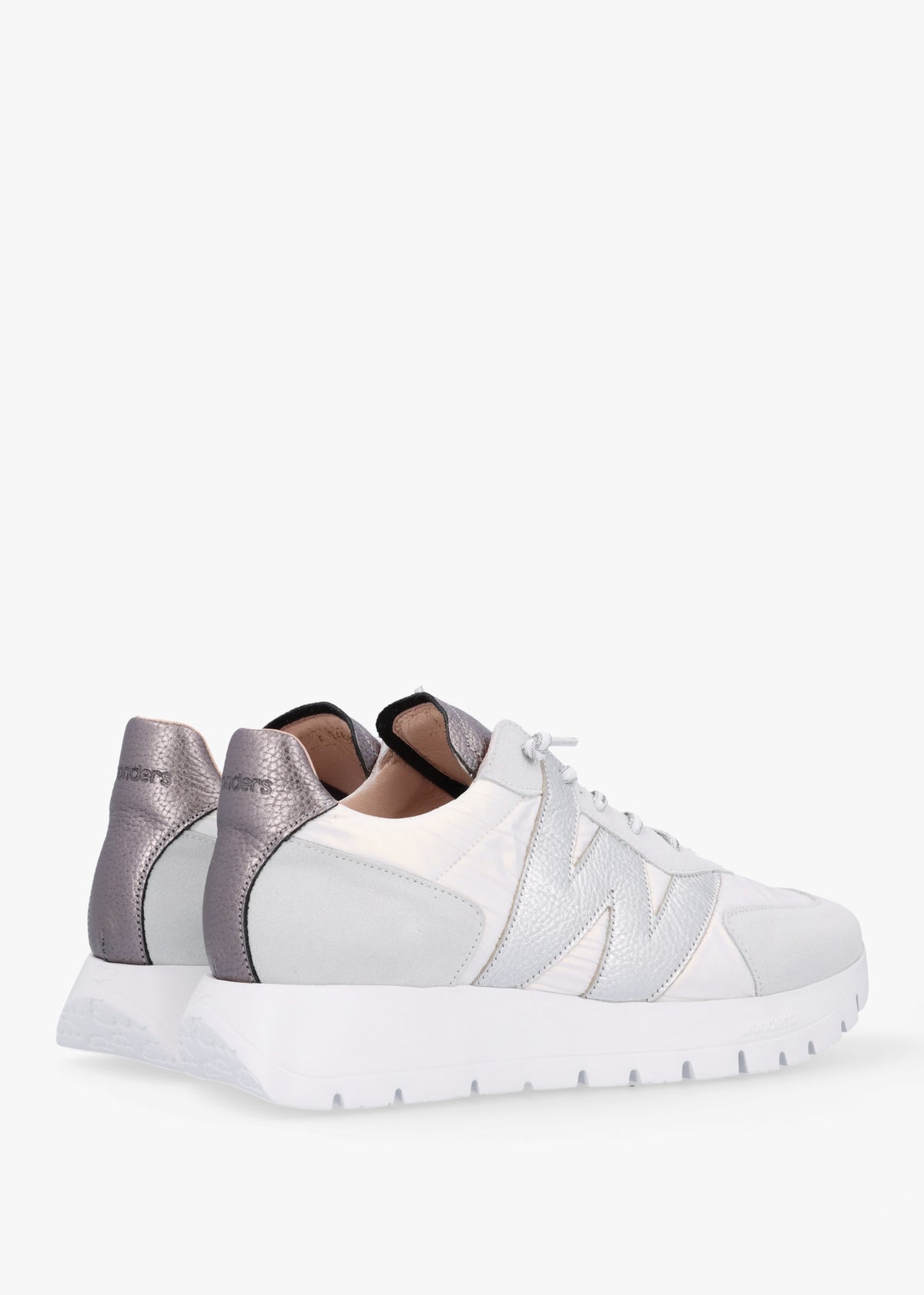 Oslo White Metallic Suede & Nylon Trainers