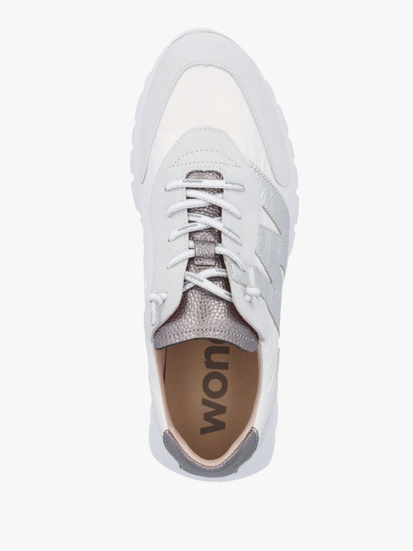 Oslo White Metallic Suede & Nylon Trainers