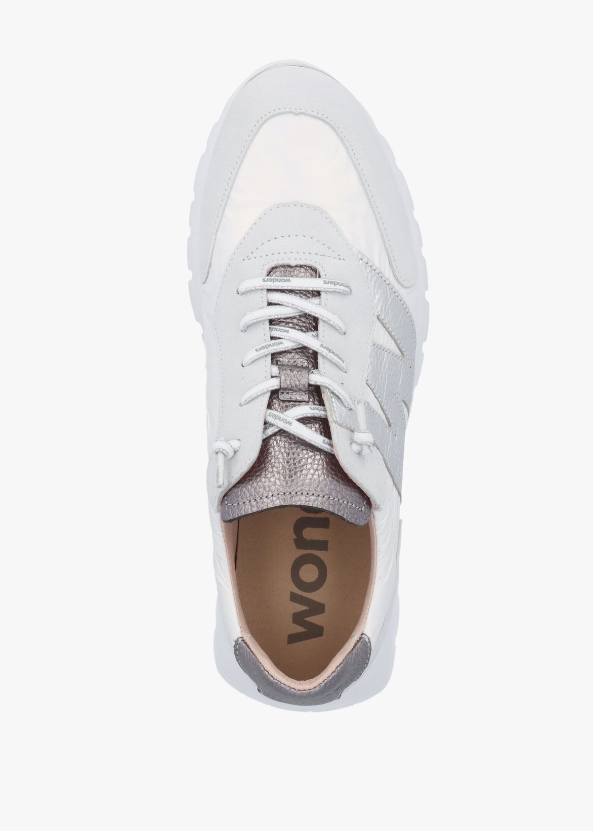 Oslo White Metallic Suede & Nylon Trainers
