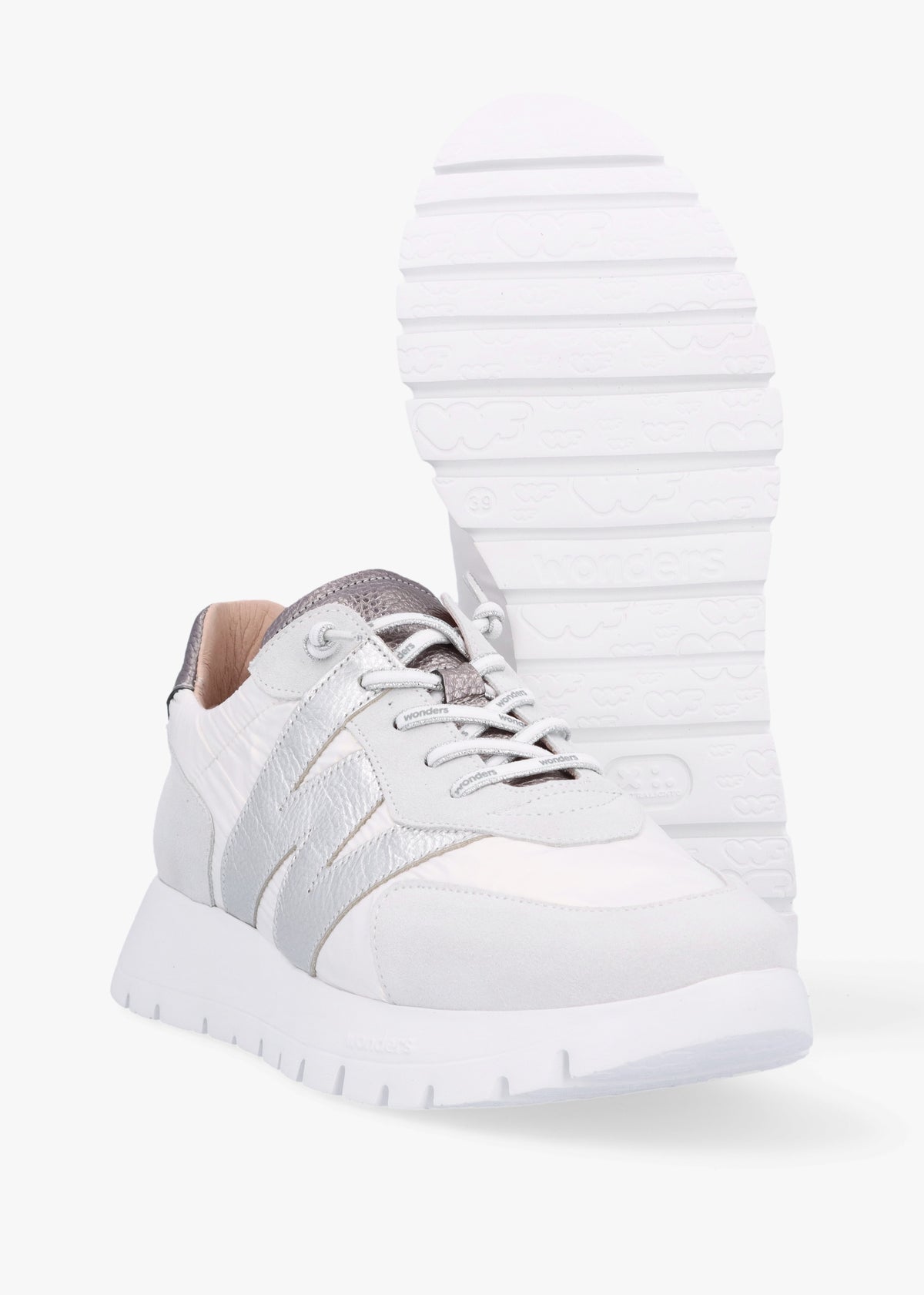 Oslo White Metallic Suede & Nylon Trainers
