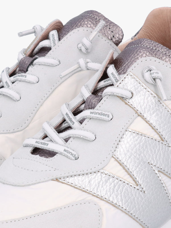 Oslo White Metallic Suede & Nylon Trainers