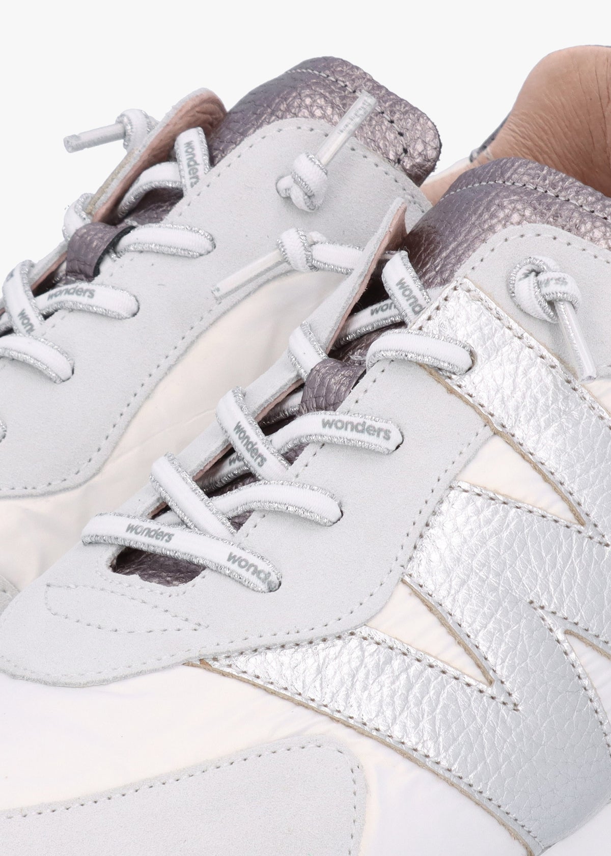 Oslo White Metallic Suede & Nylon Trainers