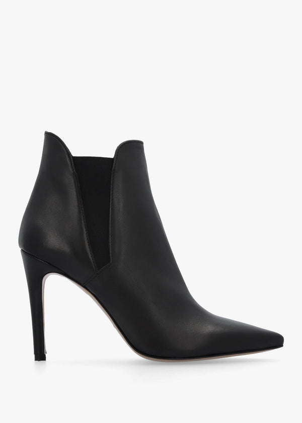 Adril Black Leather Ankle Boots