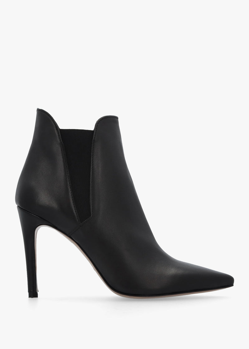 Adril Black Leather Ankle Boots