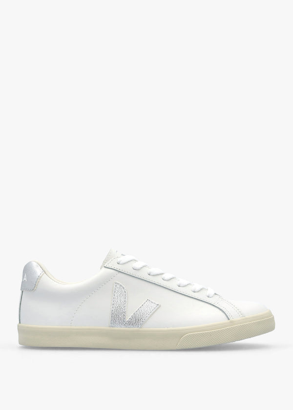 Women's Esplar Logo Extra White Silver Leather Trainers