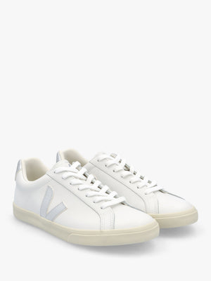Women's Esplar Logo Extra White Silver Leather Trainers