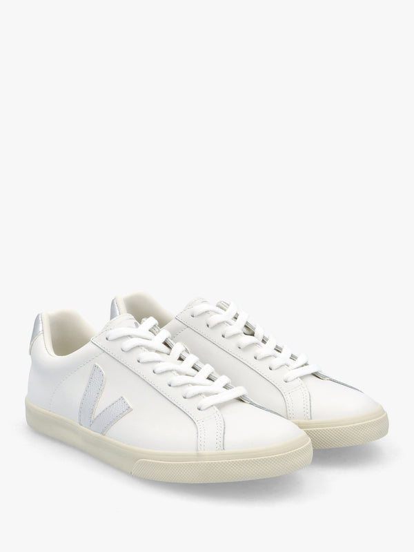 Women's Esplar Logo Extra White Silver Leather Trainers