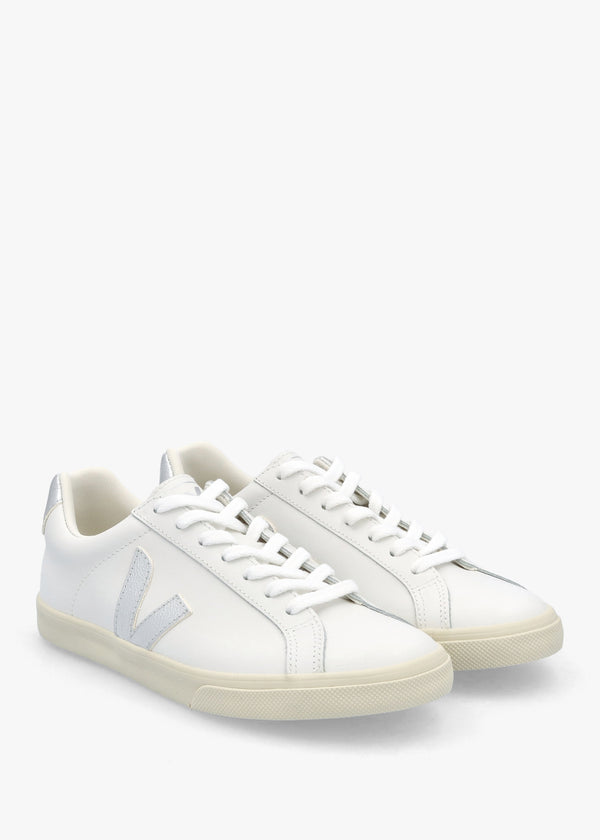 Women's Esplar Logo Extra White Silver Leather Trainers