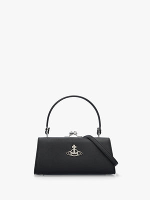Extra Large Doll Frame Saffiano Black Purse Bag