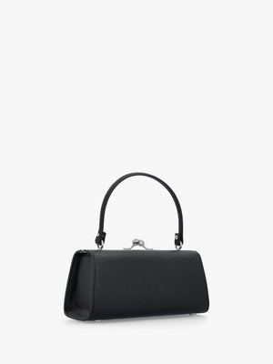 Extra Large Doll Frame Saffiano Black Purse Bag