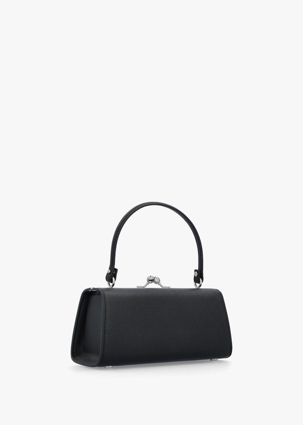 Extra Large Doll Frame Saffiano Black Purse Bag