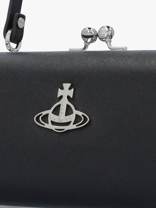 Extra Large Doll Frame Saffiano Black Purse Bag