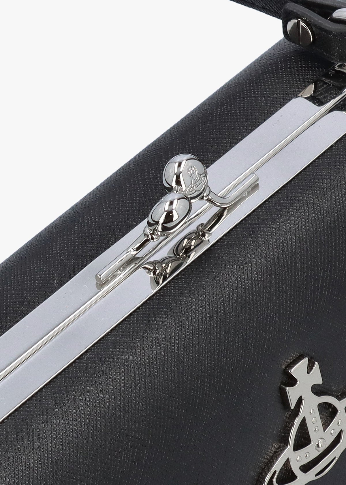 Extra Large Doll Frame Saffiano Black Purse Bag