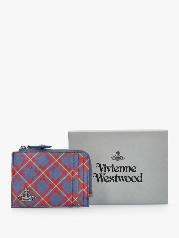 Blue & Orange Tartan Saffiano Card Holder