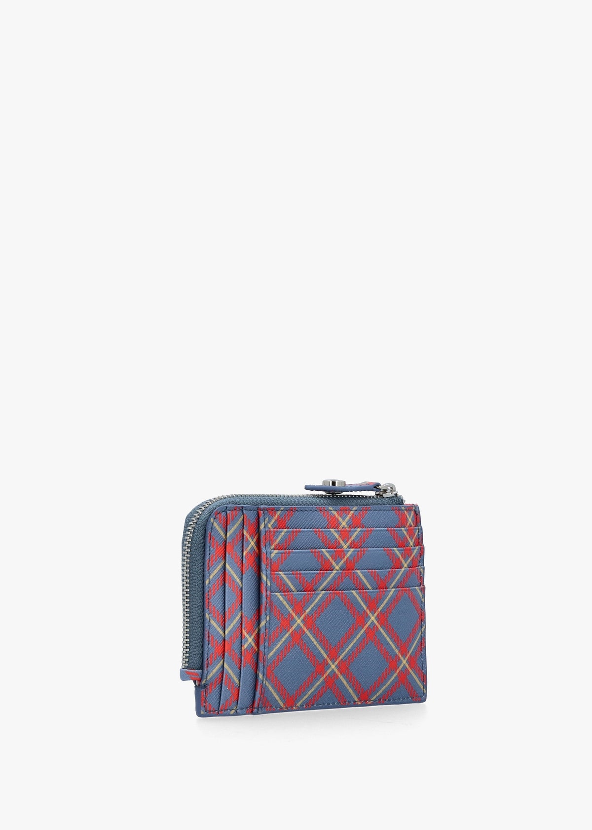 Blue & Orange Tartan Saffiano Card Holder