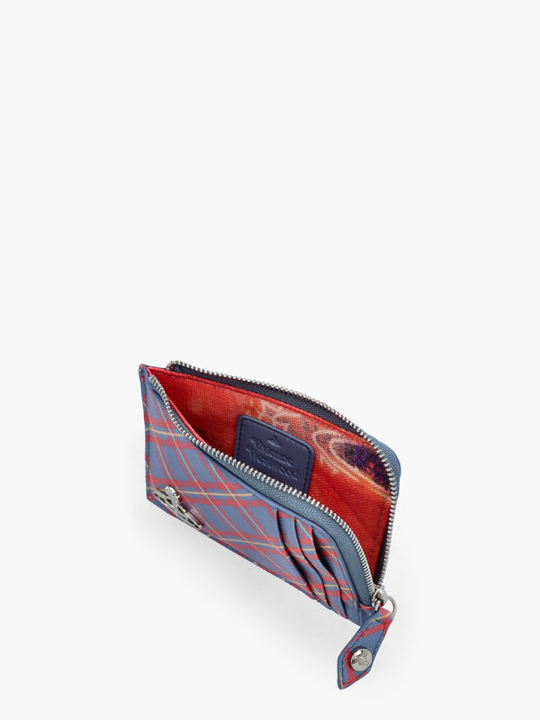 Blue & Orange Tartan Saffiano Card Holder