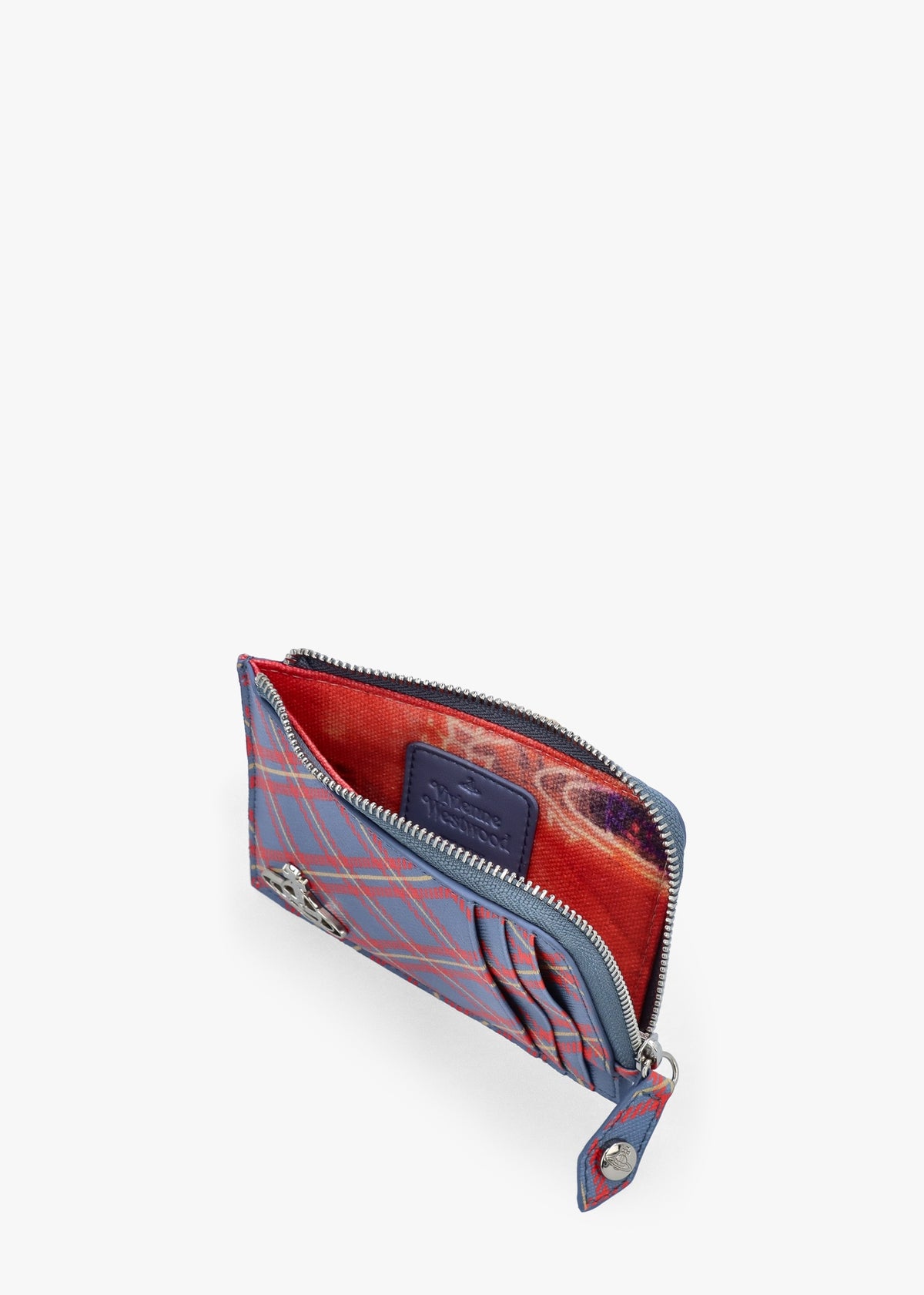 Blue & Orange Tartan Saffiano Card Holder