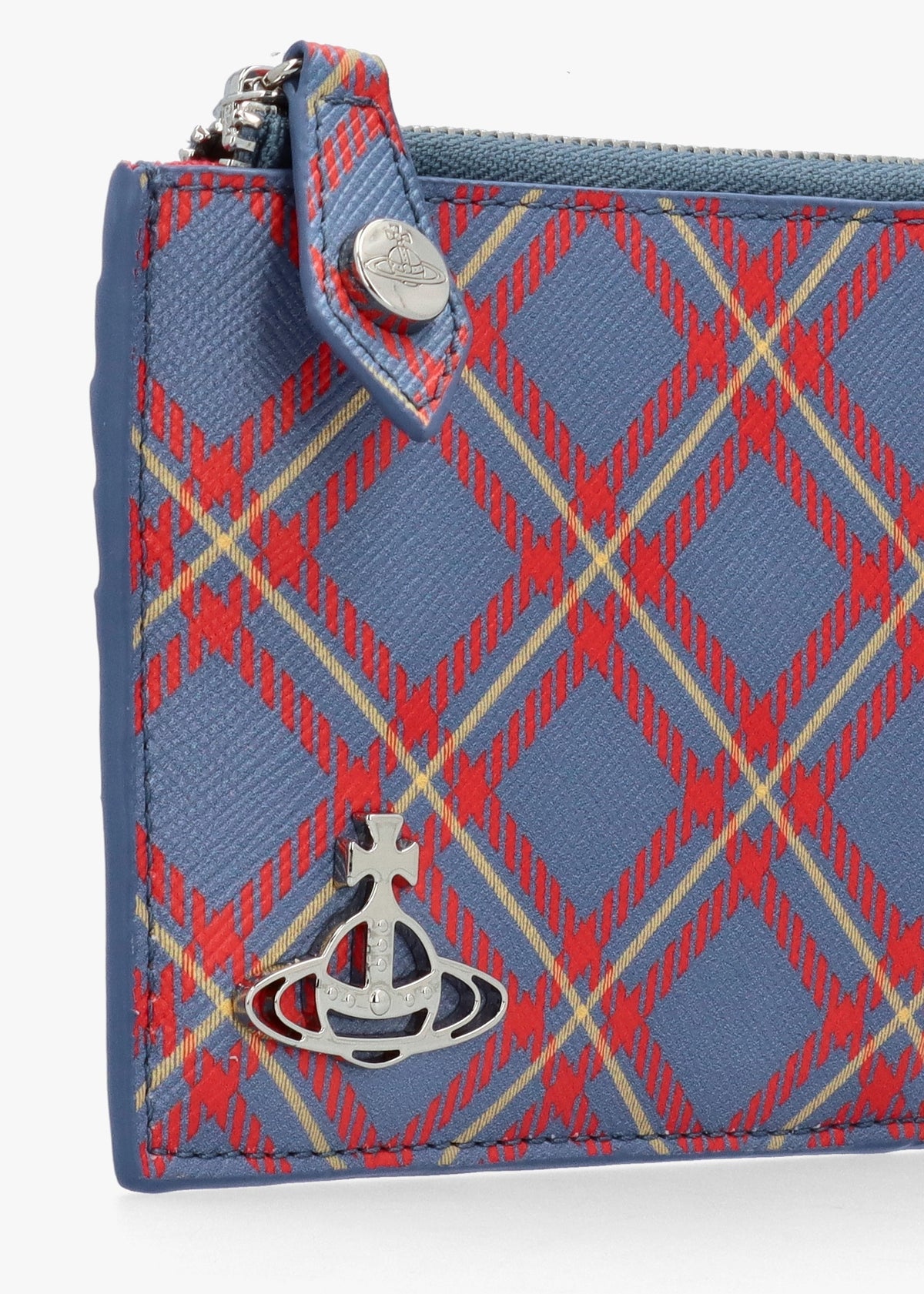 Blue & Orange Tartan Saffiano Card Holder