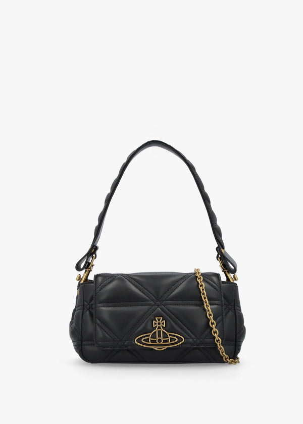 Hazel Medium Quilted Black Leather Shoulder Bag