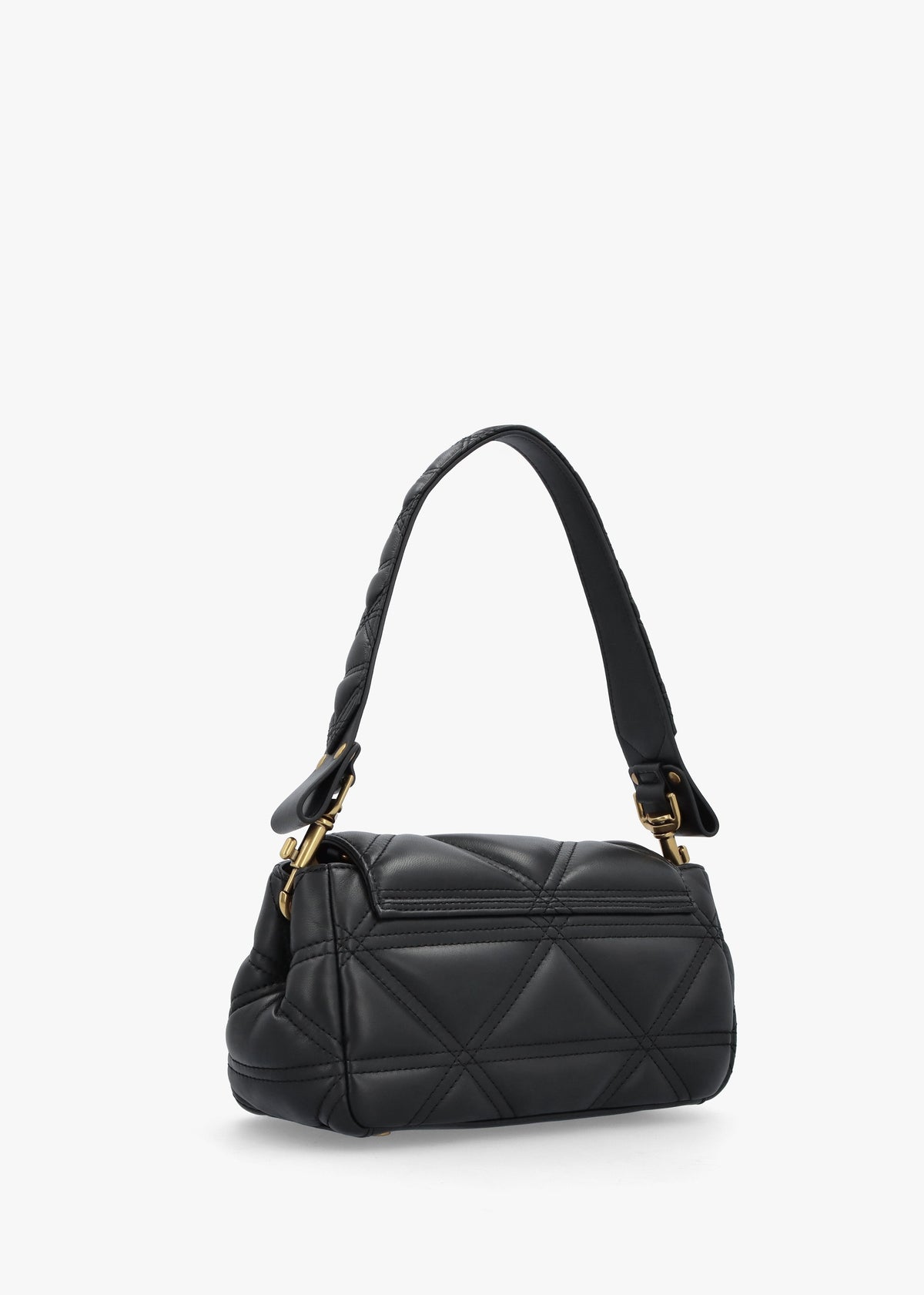 Hazel Medium Quilted Black Leather Shoulder Bag