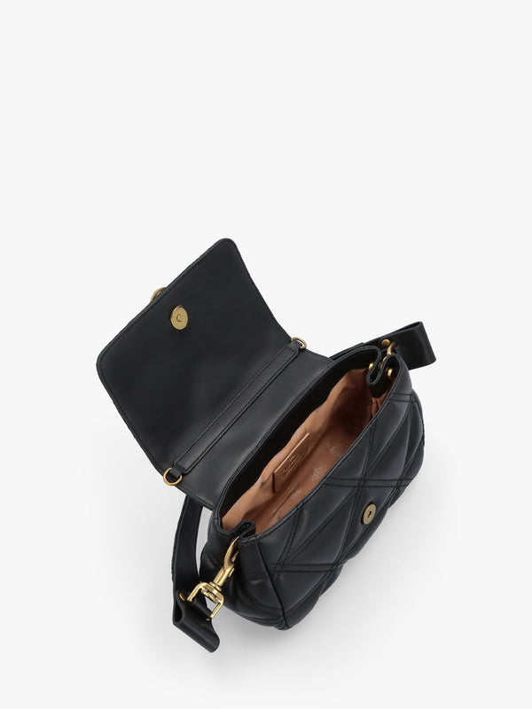 Hazel Medium Quilted Black Leather Shoulder Bag