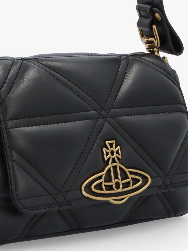 Hazel Medium Quilted Black Leather Shoulder Bag