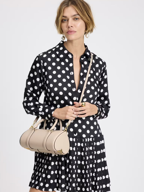 Icon Milk Glass Leather Barrel Cross-Body Bag