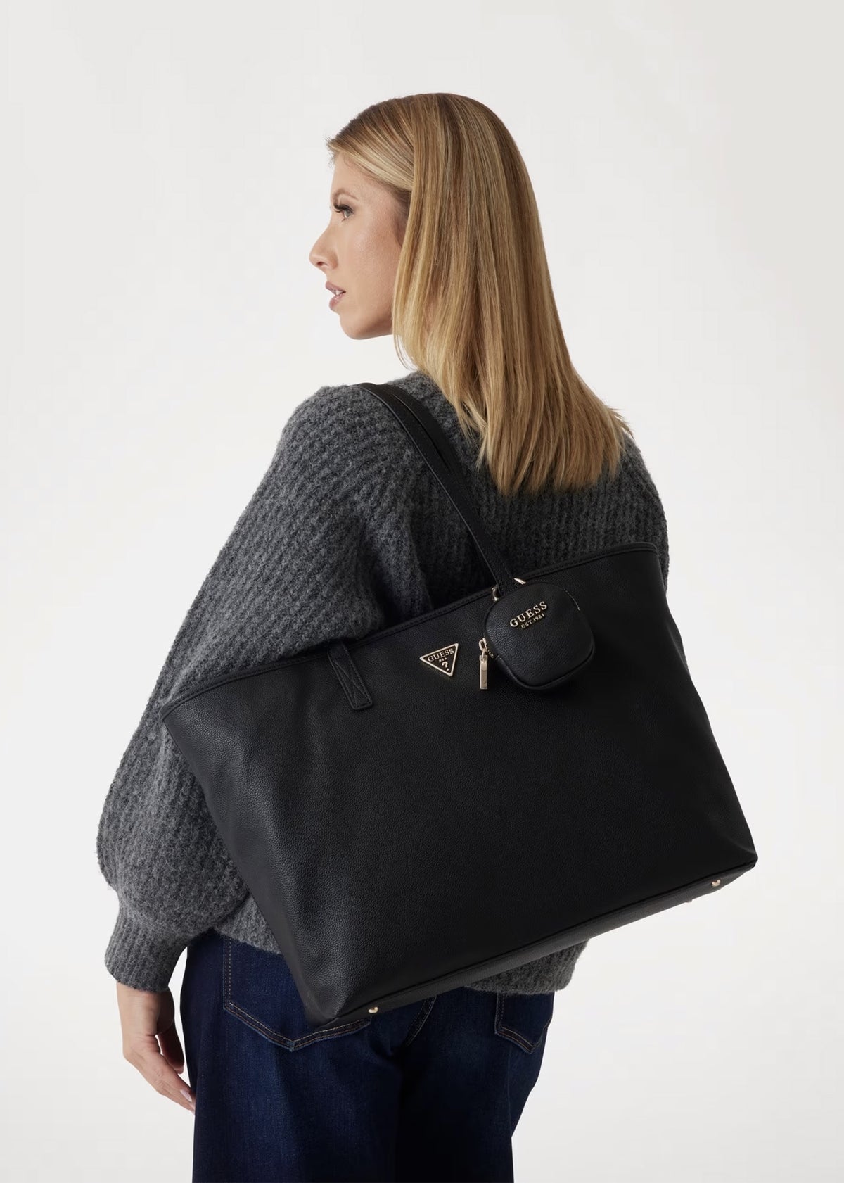 Large Power Play II Black Tech Tote Bag