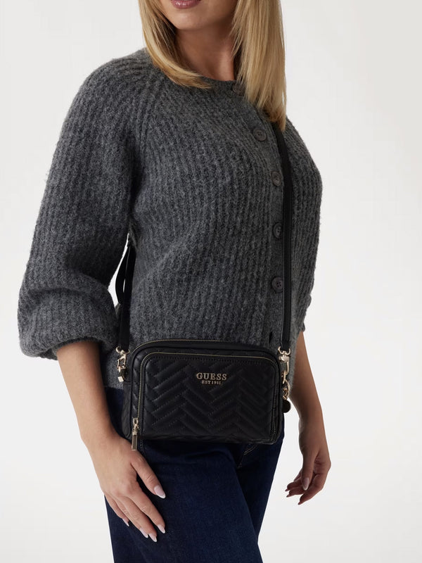 Anning Quilted Black Camera Cross-Body Bag