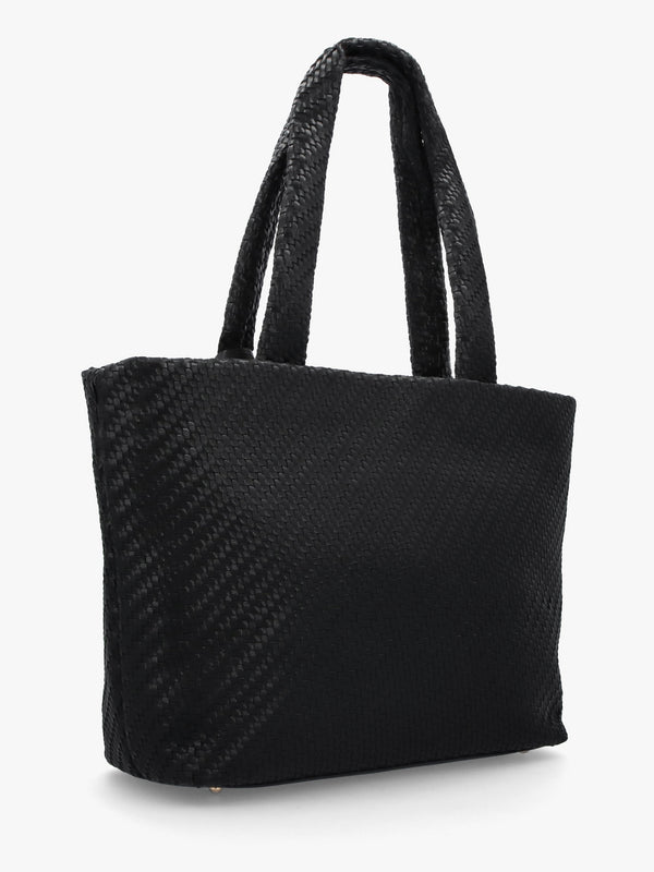 Francy Woven Black Tote Bag