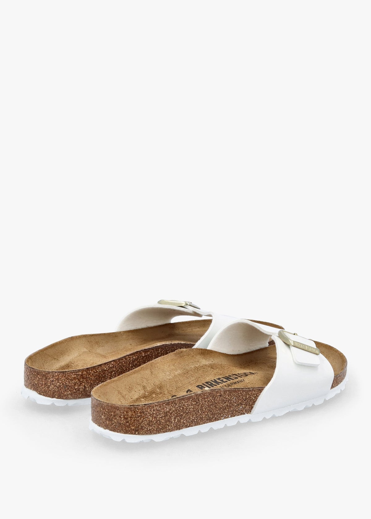 Madrid Birko-Flor Patent White Mules