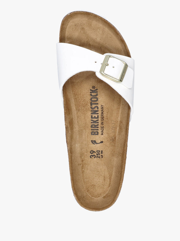 Madrid Birko-Flor Patent White Mules