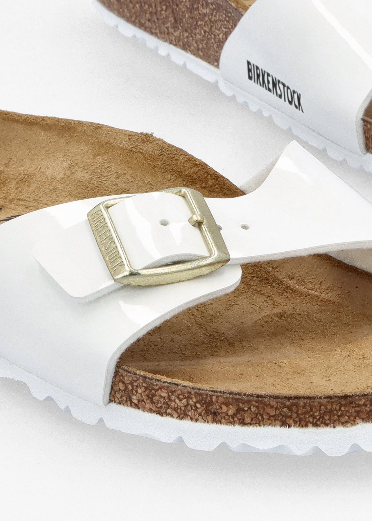 Madrid Birko-Flor Patent White Mules
