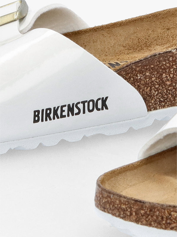 Madrid Birko-Flor Patent White Mules