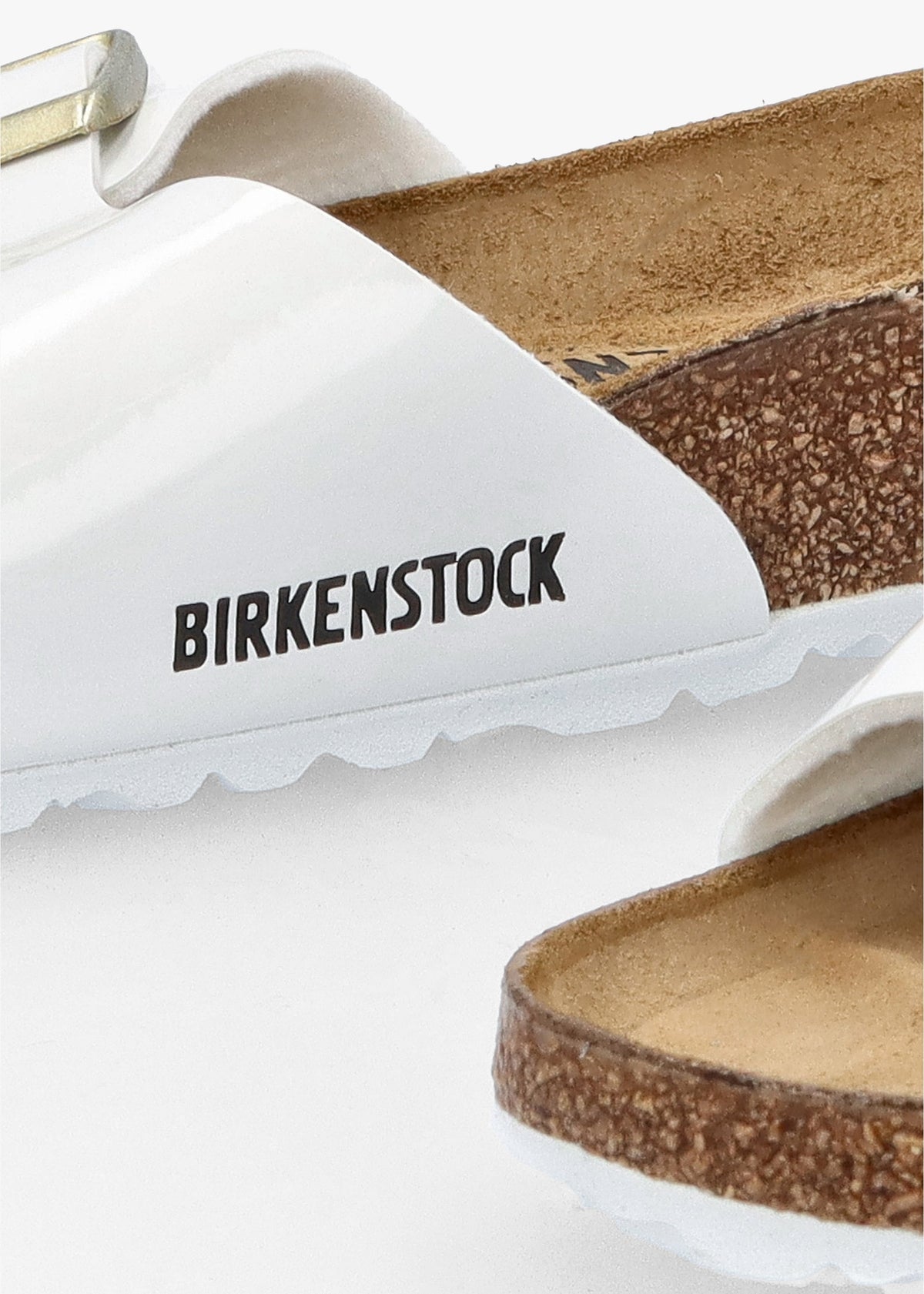 Madrid Birko-Flor Patent White Mules