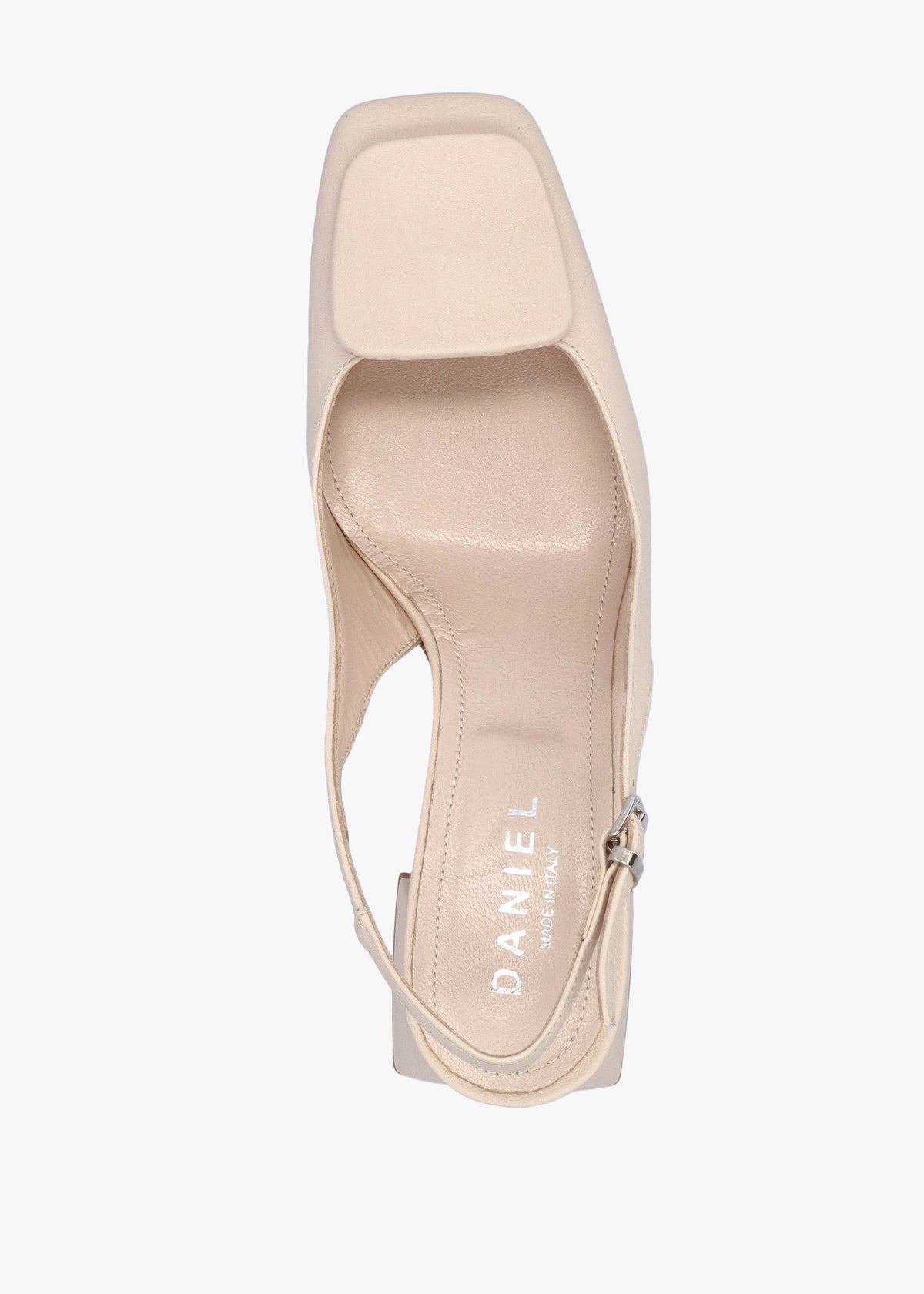 Nessie Cream Leather Block Heel Sling Backs