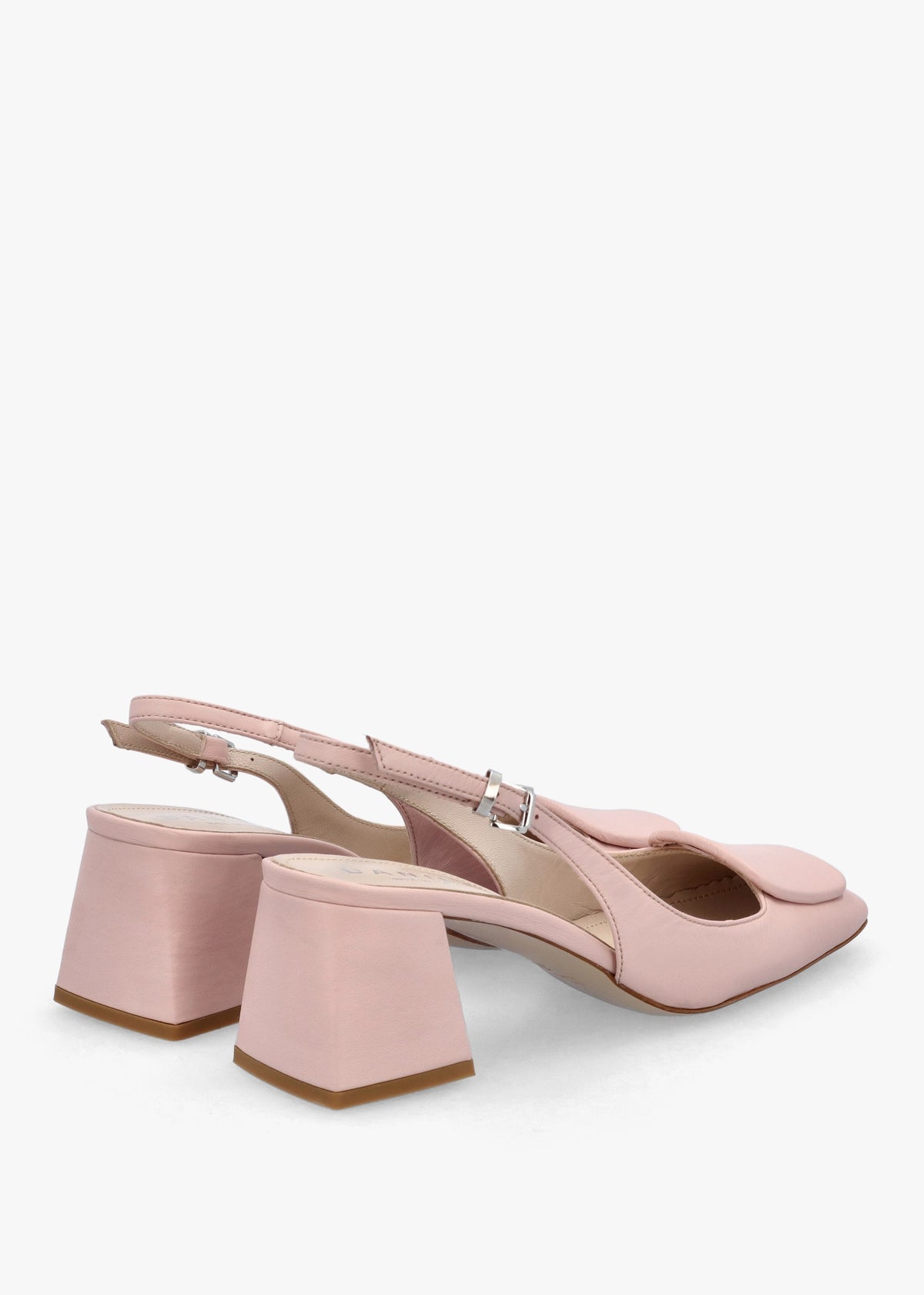 Nessie Nude Leather Block Heel Sling Backs