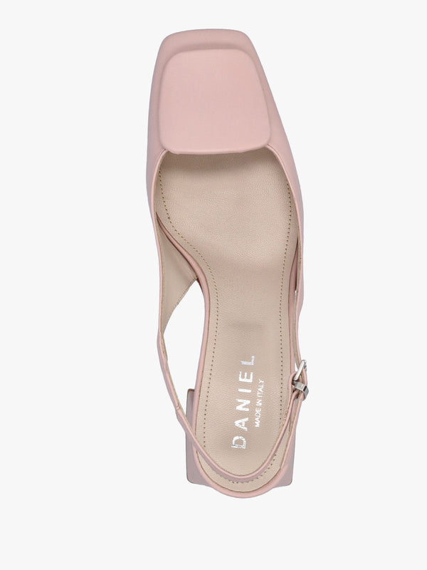 Nessie Nude Leather Block Heel Sling Backs