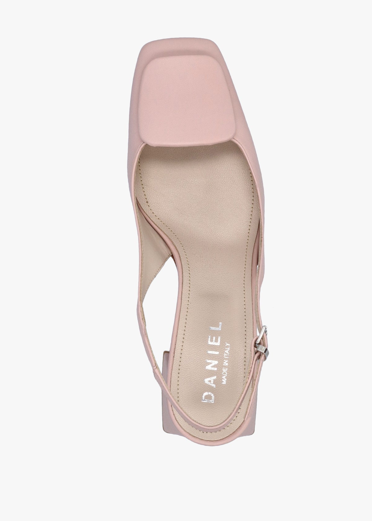 Nessie Nude Leather Block Heel Sling Backs