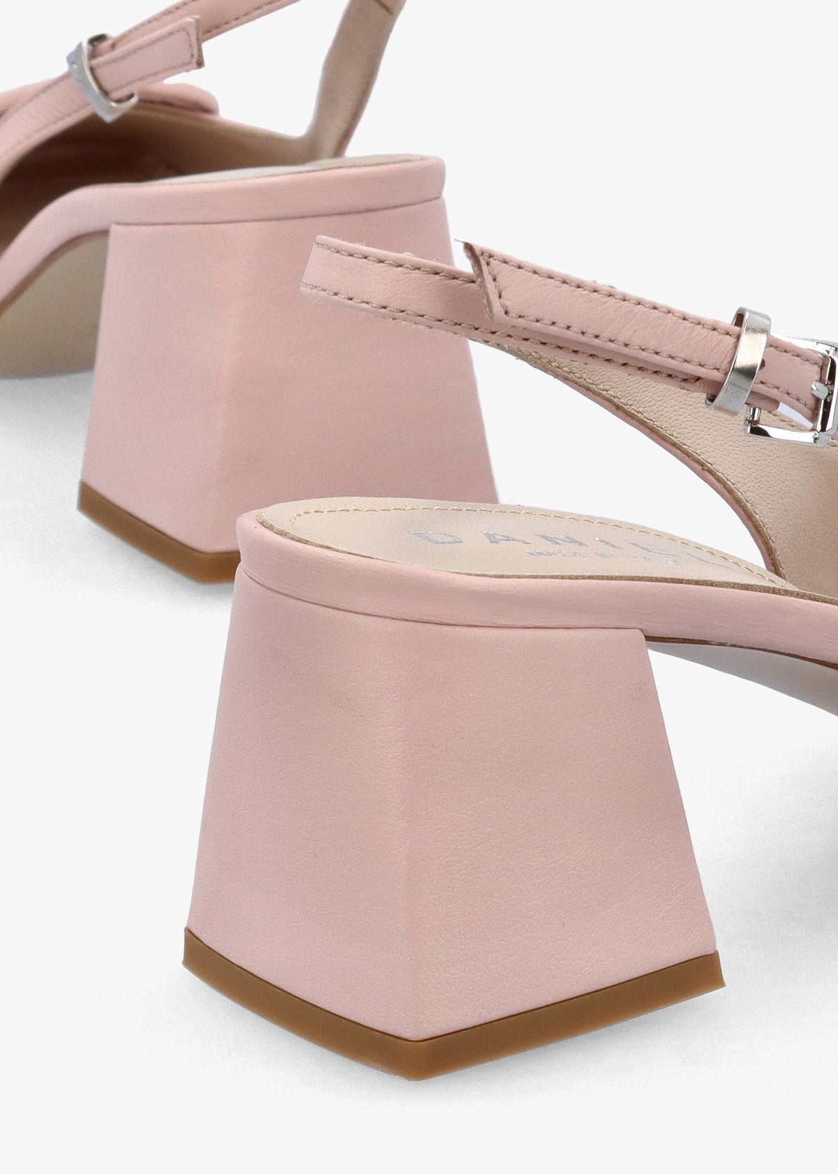 Nessie Nude Leather Block Heel Sling Backs