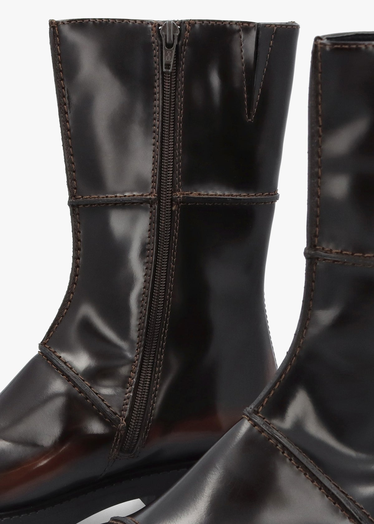 Dahlia Dark Brown Leather Square Toe Calf Boots