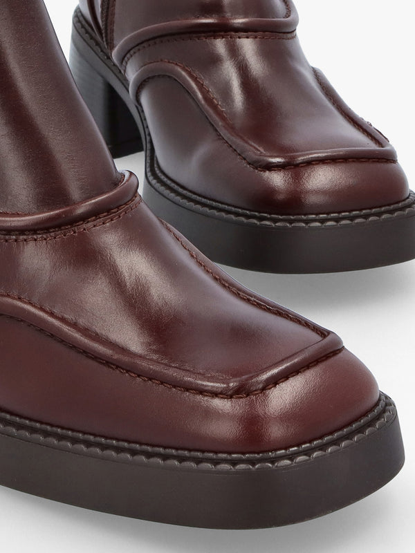 Malene New Brown Leather Block Heel Calf Boots