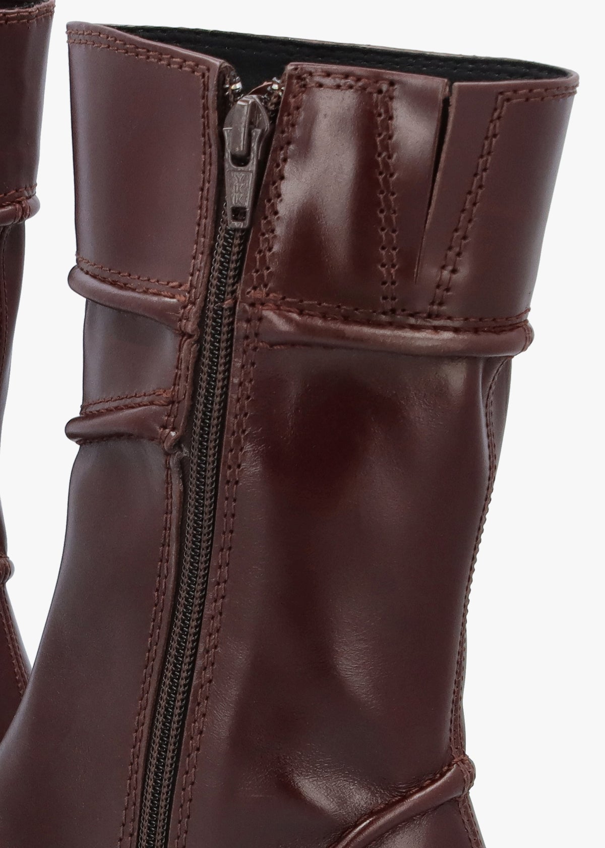 Malene New Brown Leather Block Heel Calf Boots