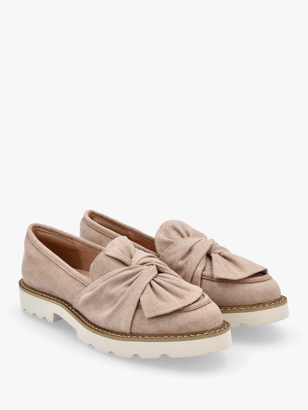 Eves Beige Textile Loafers